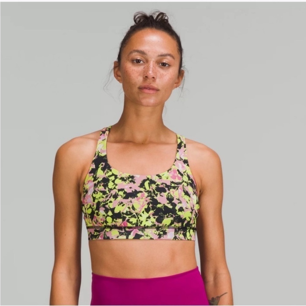 Lululemon Energy Bra size 6 highlighter multi